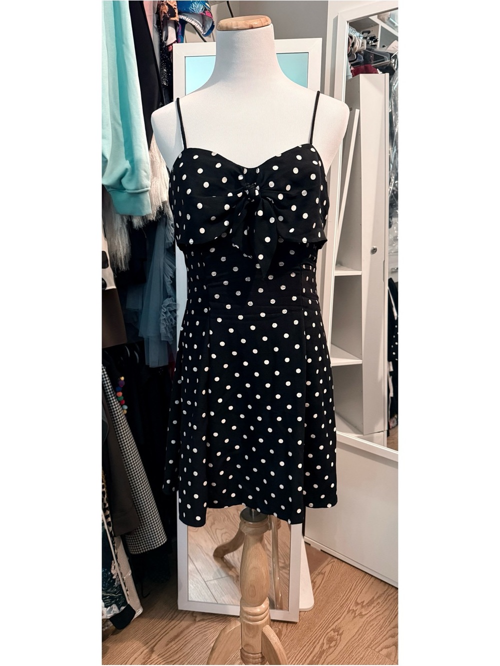 Authentic 1990s Vintage "Roberta" Polka Dot Fit & Flare Mini Dress size medium